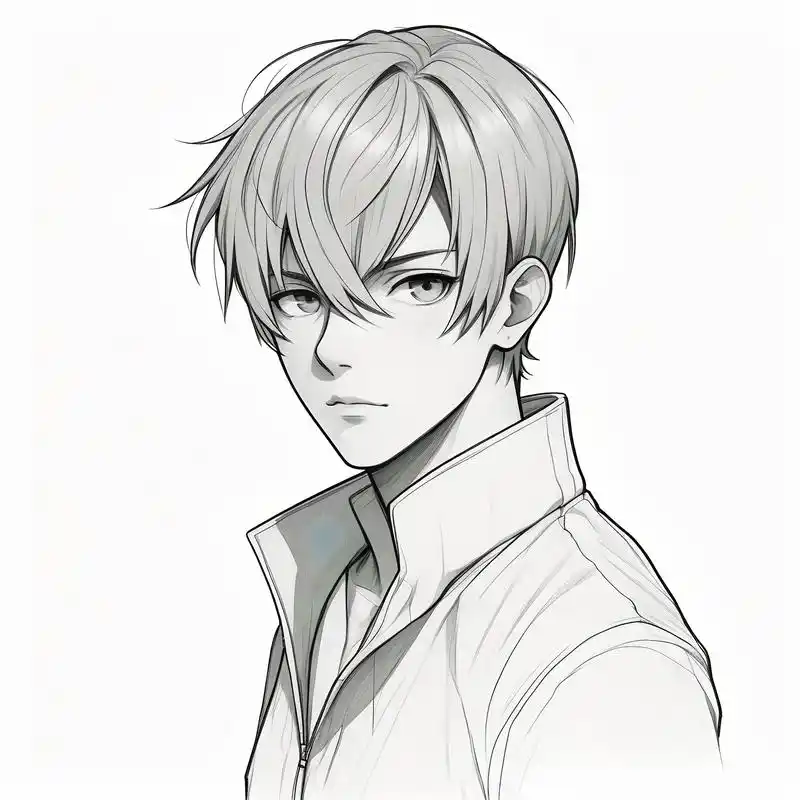 黑白素描男生头像,冷酷帅气90