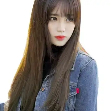 美元素假发女空气刘海长直发时尚假发女长发型假发头发女士假发套hg82