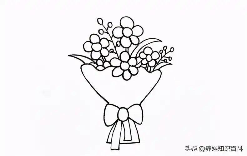 一束鲜花的简笔画画法教程,涂色之后,漂亮到想要尖叫