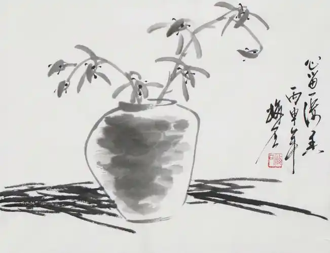 原创手绘简单国画兰花挂画水墨画书画作品收藏名家国画
