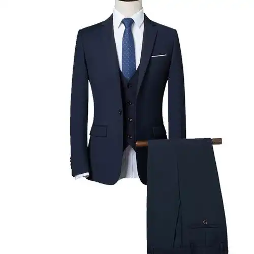 皮尔卡丹轻奢品牌西服男套装青年商务休闲修身小西装工作服韩款加大码