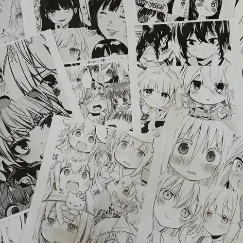 润华年动漫人物头像拼接明日可爱女生宿舍打印海报漫画a3a4高清黑白