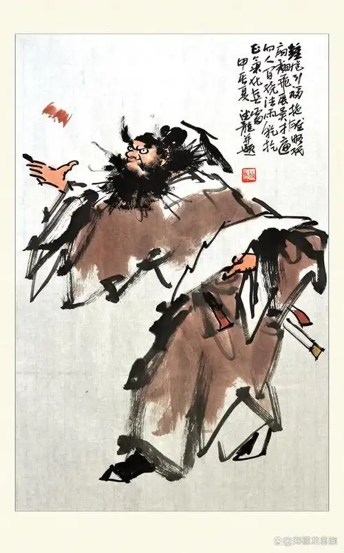 国画人物红衣钟馗,三幅佳作,宛如瑰宝璀璨生辉.