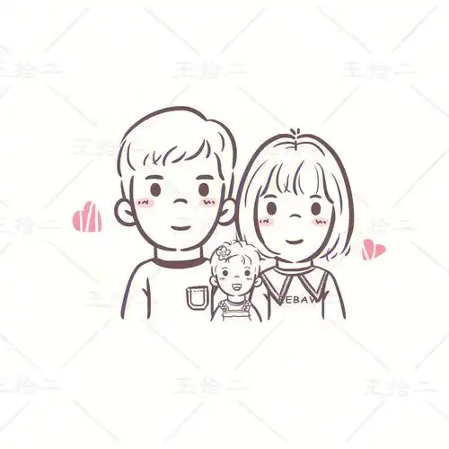 简笔画手绘全家福三口之家