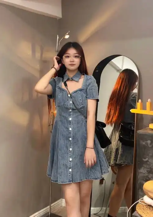 微胖穿搭170cm130斤夏天一定要有条牛仔裙