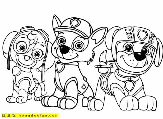 11张按照数字填色汪汪特工队幼儿卡通涂色图片