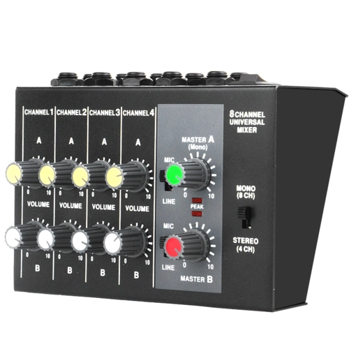 品怡 8路混音器 专业集线器话筒扩展器话筒分支器混响效果器 黑色