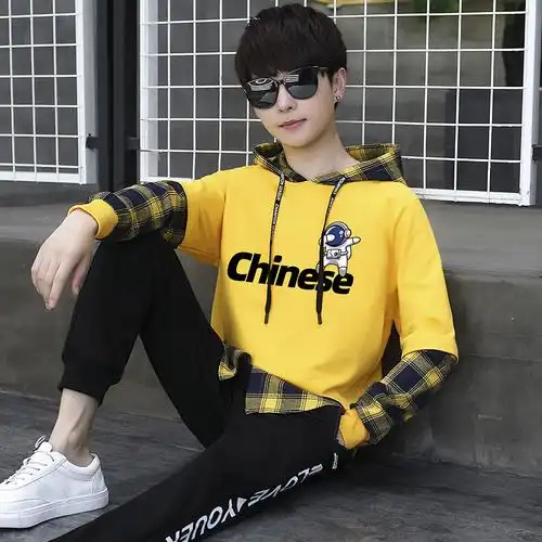 初中学生卫衣男生秋装套装4男孩秋冬款羽绒棉马甲3青少年5中学生6大童