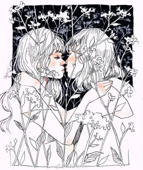 森系灵动的女孩素描线稿 | 插画师 0073.uv