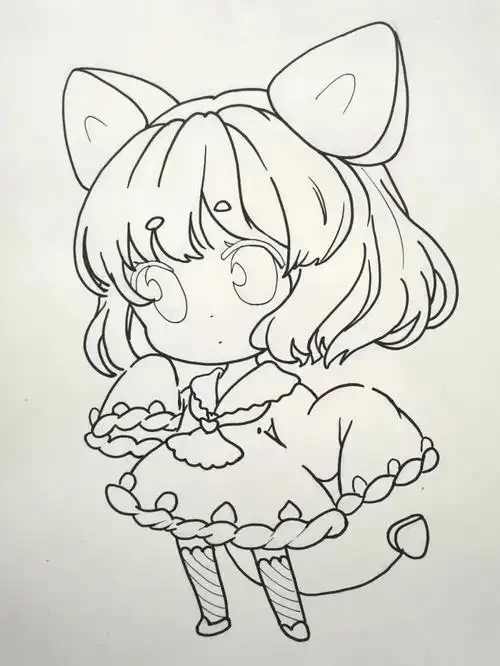 短发妹妹线稿动漫在练中