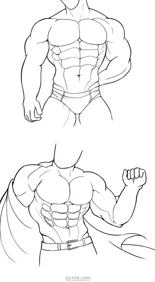 作业:如何学画手绘动漫人物之男性肌肉画法与训练技巧 - rh-9-159白岚