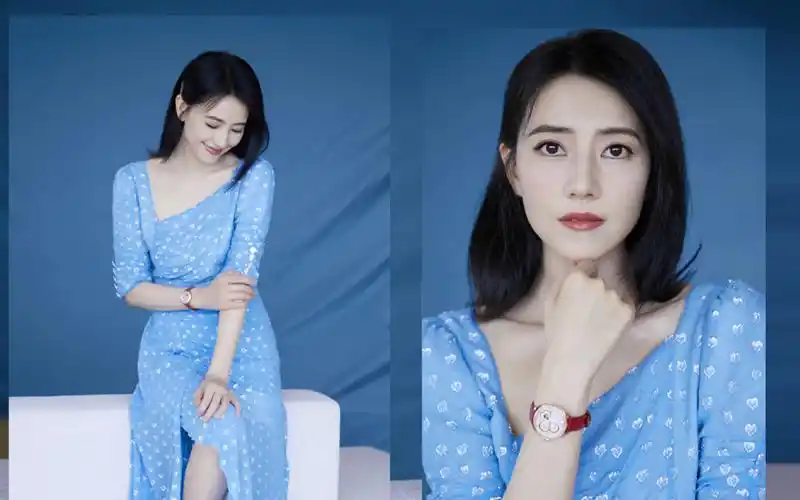 高圆圆蓝色长裙优雅写真桌面壁纸