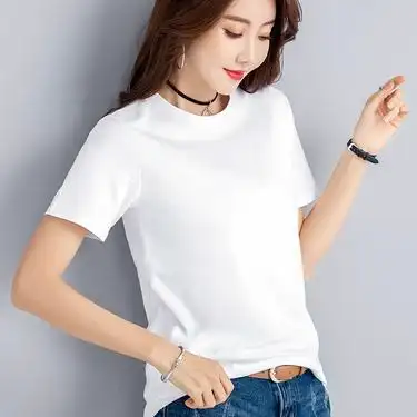 白色纯棉短袖t恤女2021年新款夏季宽松韩版上衣半袖体恤大码ins潮