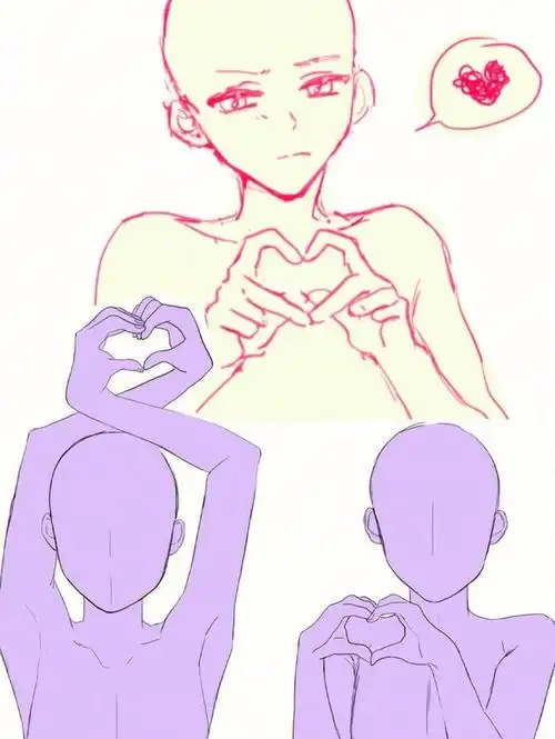 板绘素材六种不同姿势の比心78