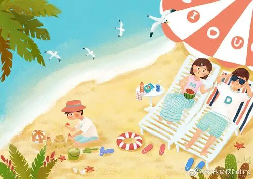 原创亲子四季系列之 懒懒的夏天|插画|儿童插画|核林女侠heling