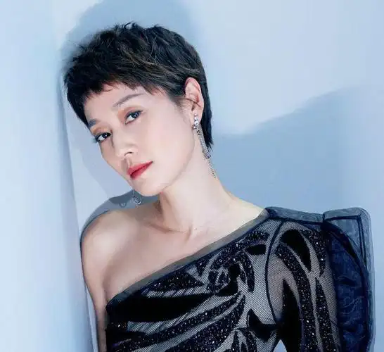 马伊琍换发型有了女王范贴头皮中分配透视长裙美出新高度