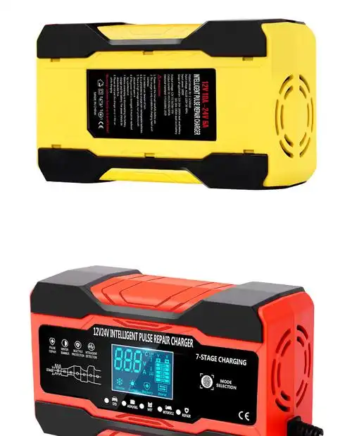 跨境12v10a24v5a汽车摩托车电瓶充电器多功能智能脉冲修复蓄电池