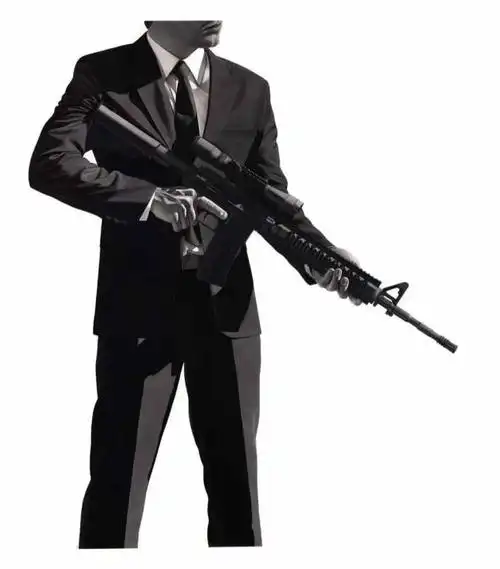 绘画素材凶残西装暴徒黑西装与重武器简直不要太搭