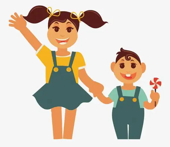 矢量姐姐拉着弟弟