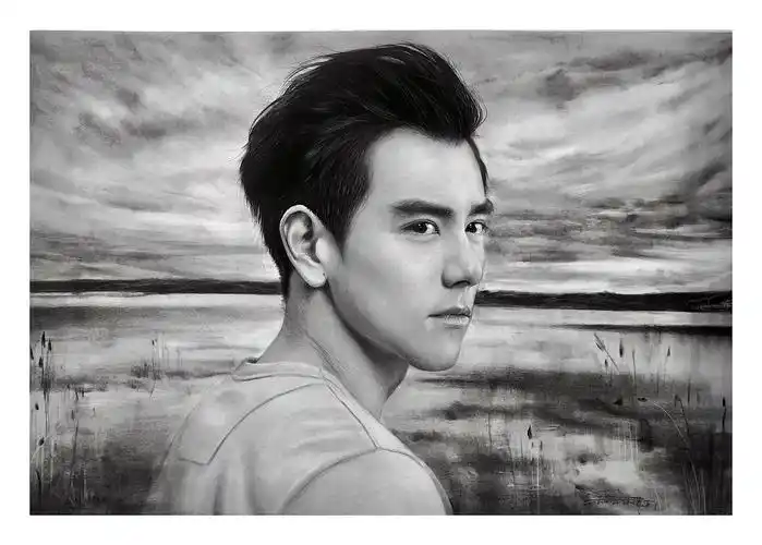 炭笔素描彭于晏