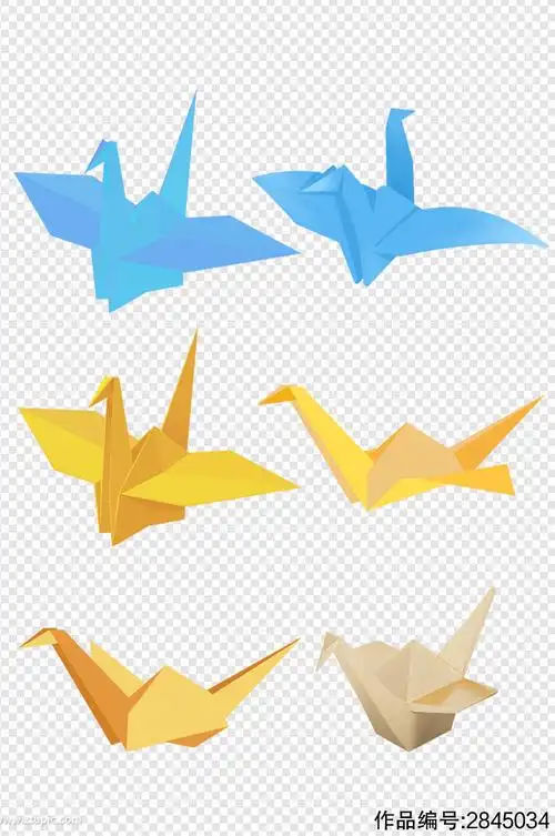 手绘水彩童年千纸鹤清新折纸免扣元素
