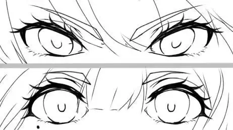 两双美丽的眼睛线稿,卡通漫画风格.