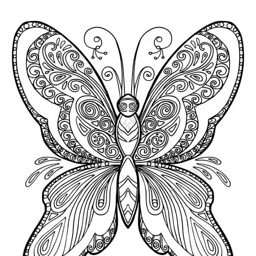着色观赏幻想蝴蝶.孤立在白色背景上的矢量装饰抽象矢量轮廓图.成人着