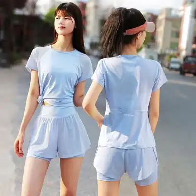 运动短裤套装女夏宽松跑步修身健身衣t恤半袖瑜伽服短袖两件套装