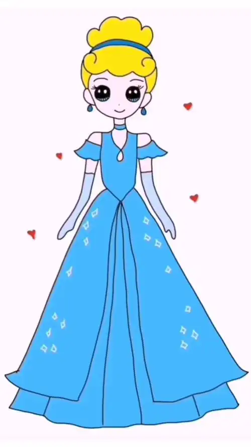 灰姑娘简笔画,画出来好漂亮,是你心目中的形象不