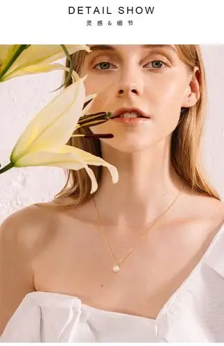 925纯银姚晨苏明玉明星同款项链女锁骨链珍珠吊坠单颗高级感法式_白菜