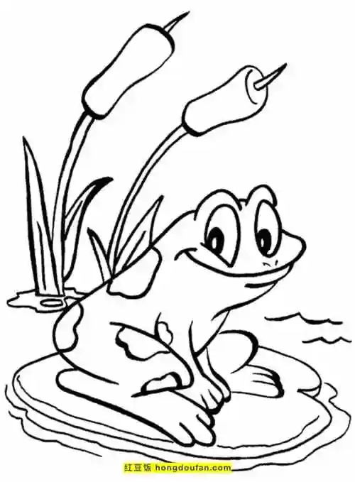 10张呱呱叫的池塘中的青蛙卡通儿童简笔画