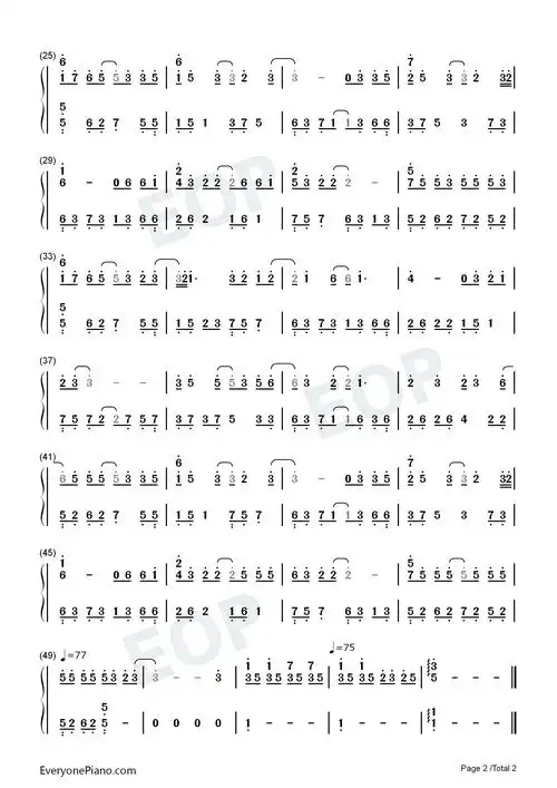 lastdance想见你插曲双手简谱预览2