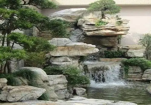 假山鱼池效果图_假山鱼池施工_西安美怡峰园林景观设计公司