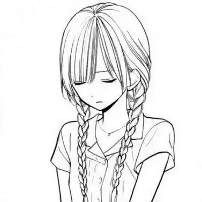 动漫女生黑白头像79