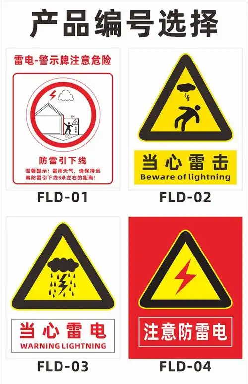 防雷接地雷电安全警示牌雷雨天气当心雷电防雷引下线标识牌定制