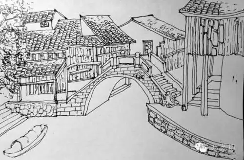 儿童江南水乡简笔画