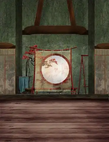 影楼拍照主题背景布古风摄影海棠红清平乐古代房间室内写真古装纸