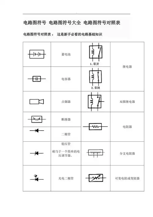 电路图符号电路图符号大全电路图符号对照表