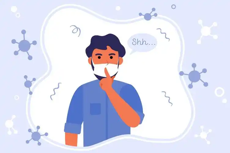 戴口罩男人噤声动作插画