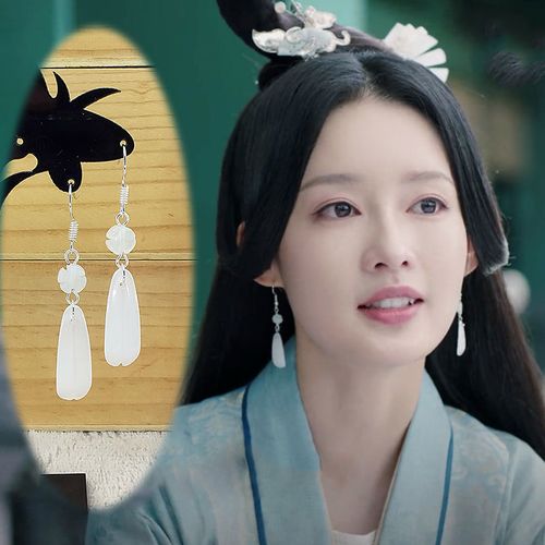 s925银锦绣南歌同款耳环骊歌耳饰李沁古装汉服配饰中国风古风耳夹