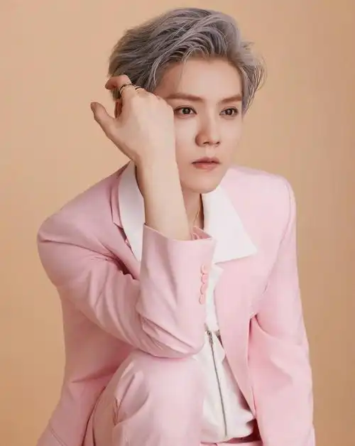 鹿晗粉色西装帅气宣传海报