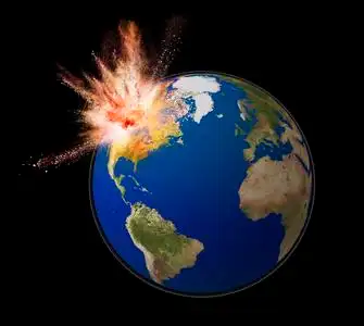 爆炸被隔绝在黑色背景上的地球照片