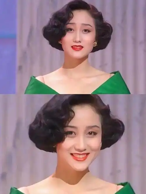 被港风复古短卷发惊艳到了,90年代女明星个个时髦洋气,明艳动人