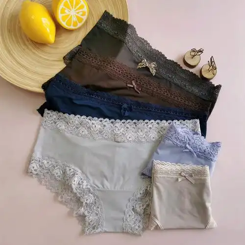 【纯色】轻薄柔软 pink girl牛奶丝女士三角裤蕾丝边裸感简约贴身