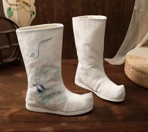 古风鞋子男武侠古装汉服古风靴皂靴内增高长靴男女古代武侠cos演出配