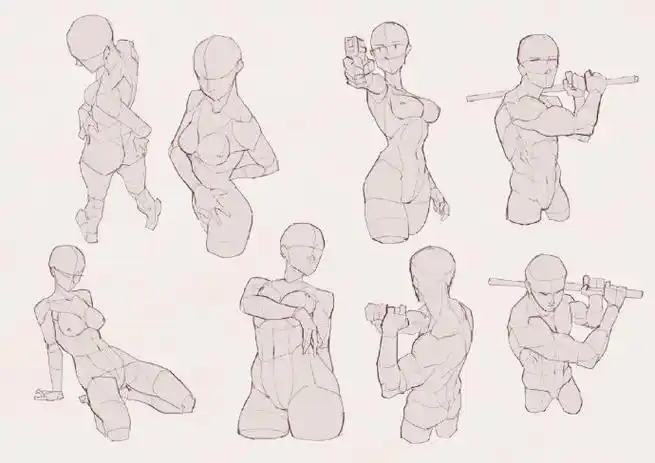 有张力的人物动态  #绘画参考##人体动态