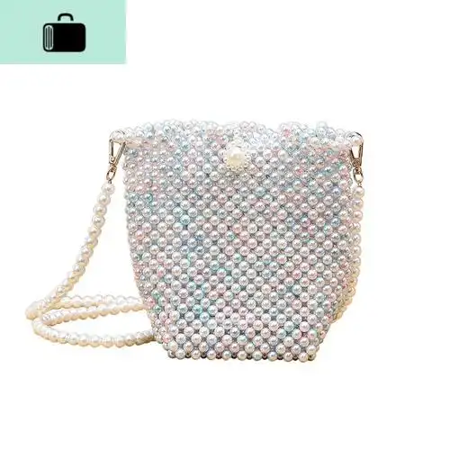 珍珠包包diy材料手工包包女2020春夏新款珠子串珠制作斜挎水桶包new
