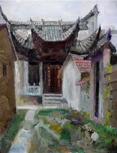 《古祠堂》  油画  30x40cm