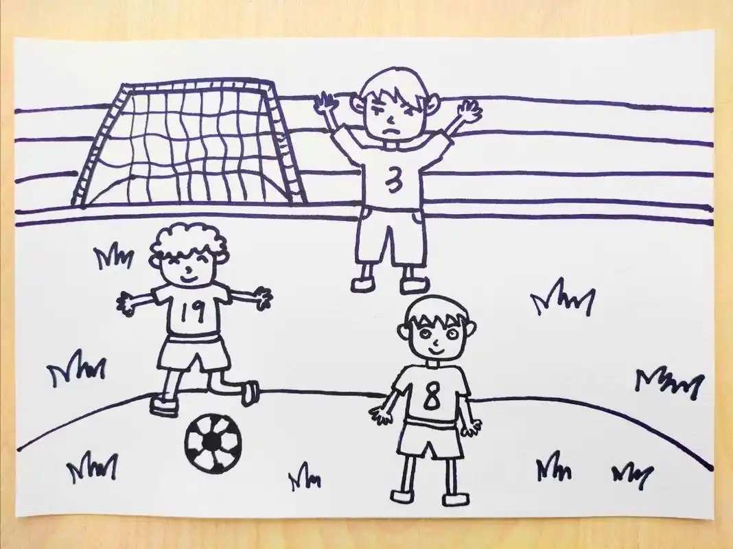 109踢足球(上体育课) 坚持每日一幅画,每天进步一点点96 .