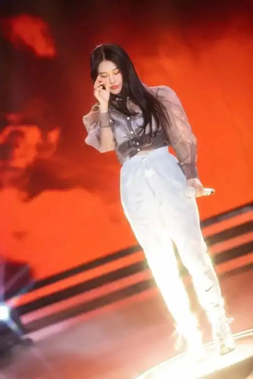 袁娅维参加歌手大秀人鱼线36岁好身材挡都挡不住